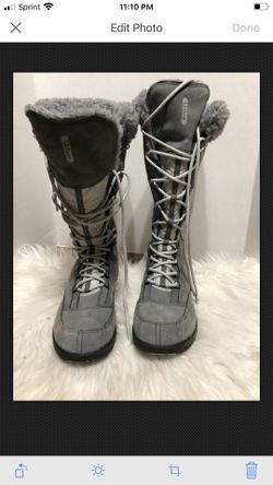 LL Bean Women's 8 Gray TEK 2.5 - Waterproof Boots - Faux Fur Lined Top -