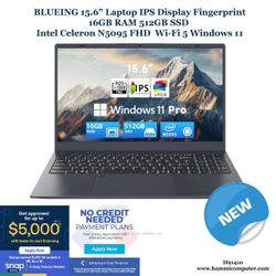 BLUEING 15.6" Laptop 16GB, 512GB, Intel Celeron N5095 IPS Display "H91410"