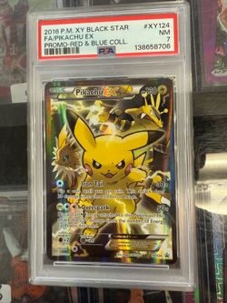 2016 POKEMON XY BLACK STAR PROMO - FA PIKACHU EX [RED & BLUE COLLECTION] - PSA 7