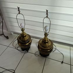 Set Of Brass Ginger Jar Oriental Raised Etched Lamps