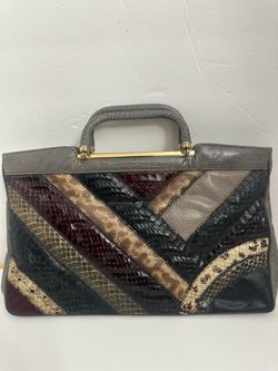 Vintage Bags By Supreme Patchwork Snakeskin Handbag