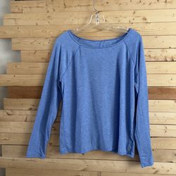 Gap Women’s Blue Breathe Long Sleeve Performance Open Back Stretch Top size L