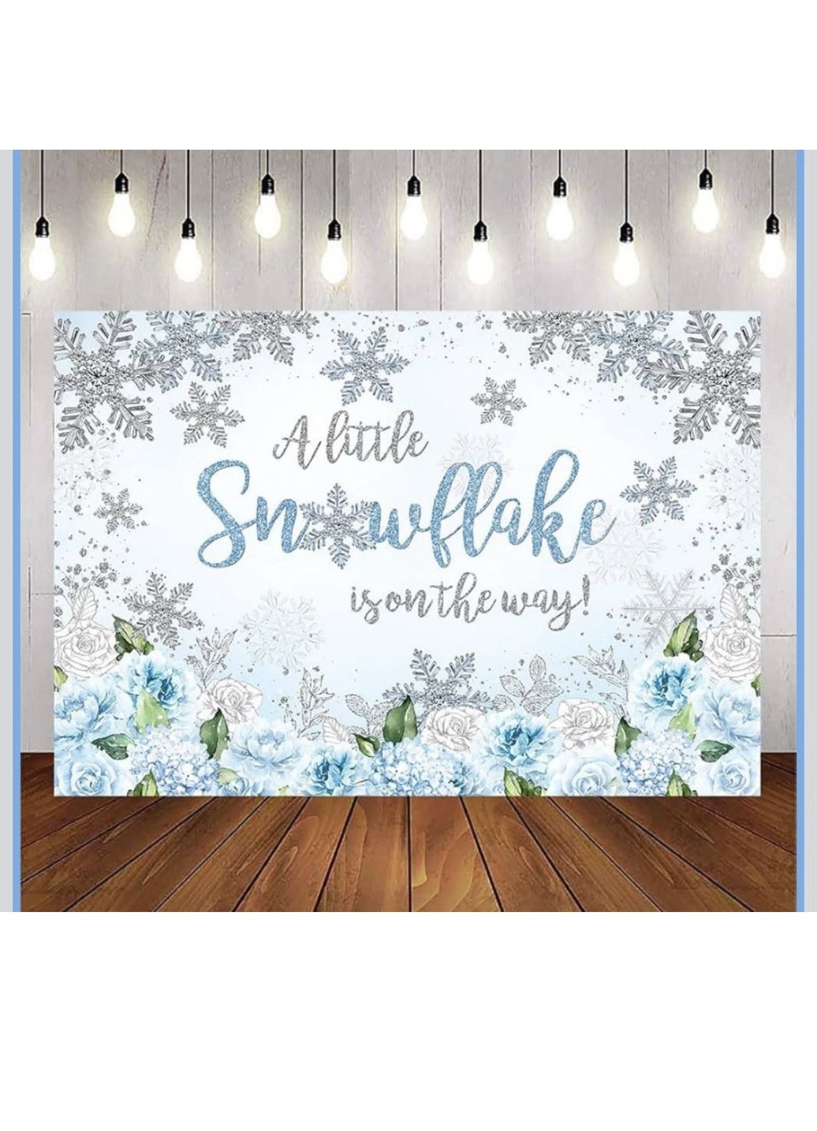 New Avezano Snowflake Baby Shower Backdrop Blue Silver A Little Snowflake