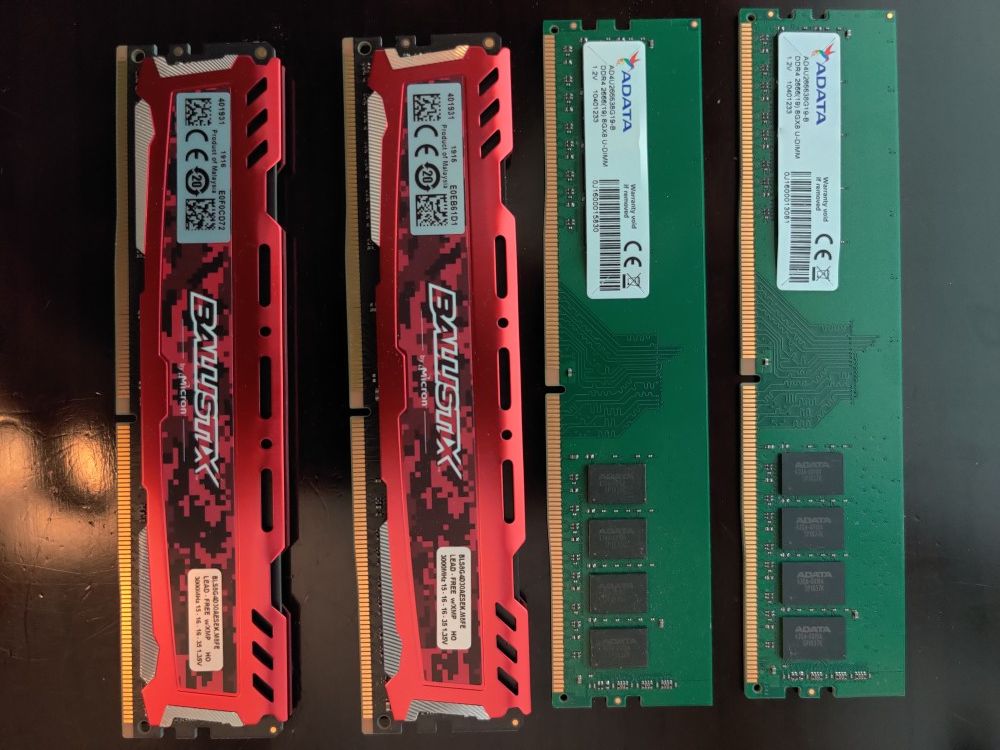 DDR4 Micron Ballistix RAM w XMP 2X8GB & DDR4 ADATA RAM 2X8GB
