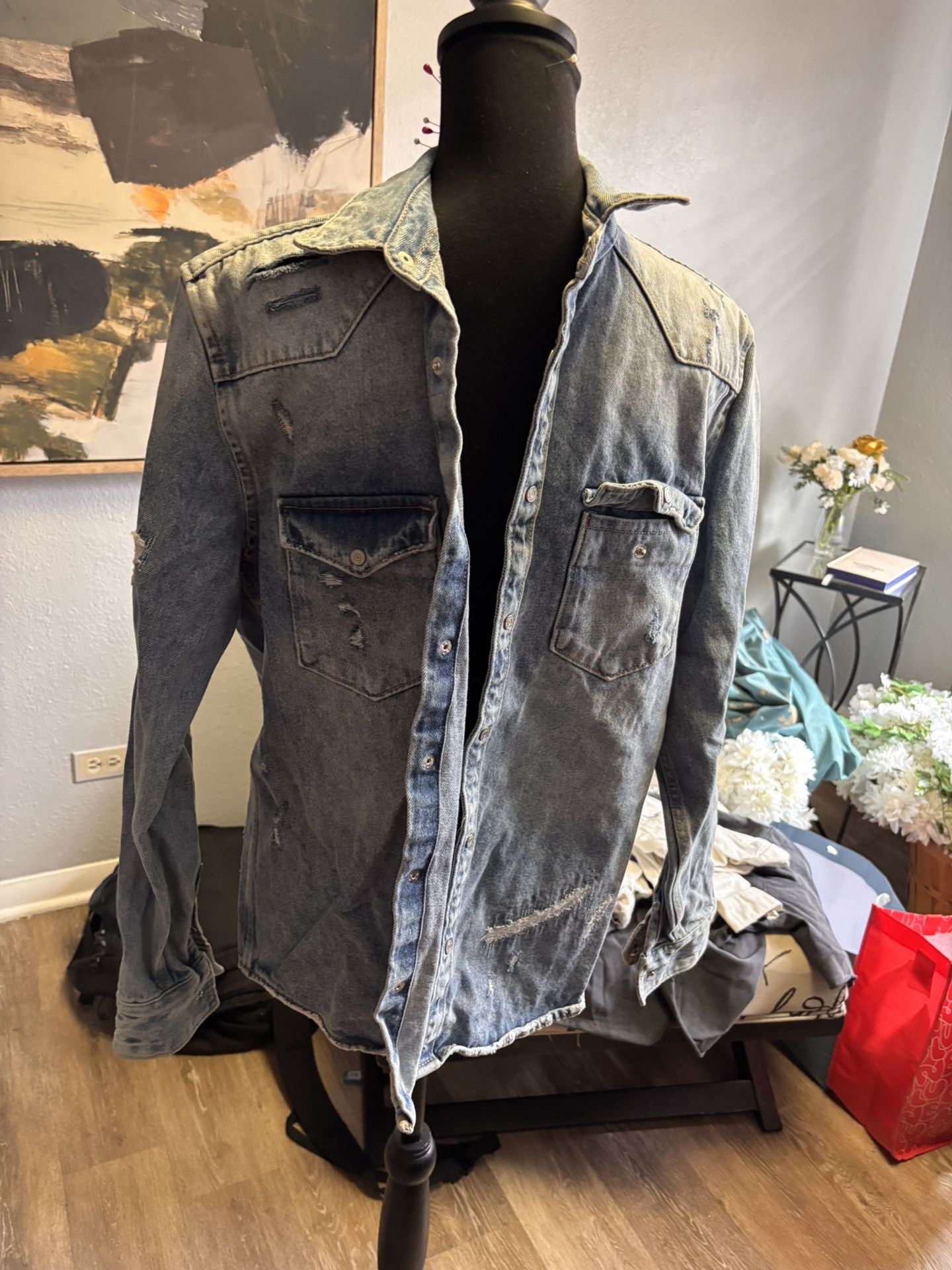 Zara Distressed Denim Jacket