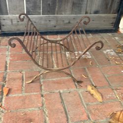 Vintage hand forge rod, iron log holder