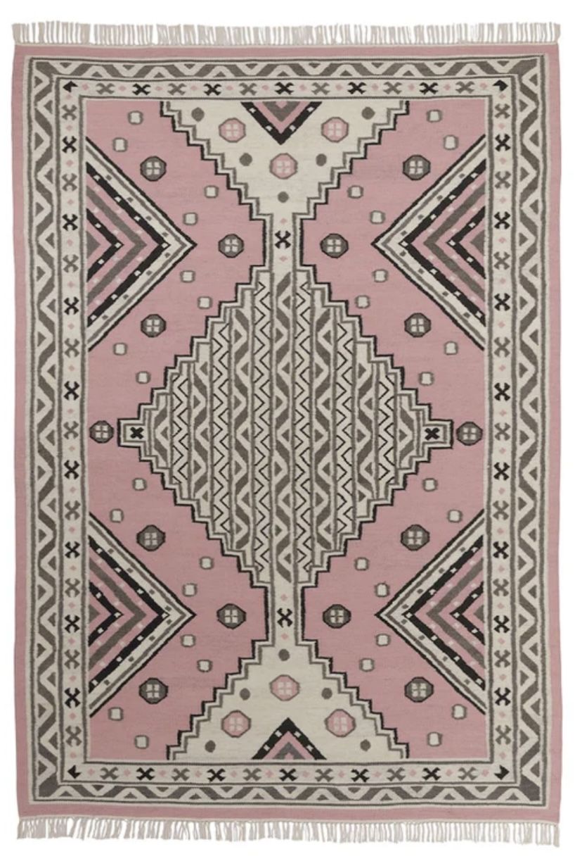 IKEA Jordlose Rug Handmade Flatwoven Pink Wool Carpet - Gently Used / Firm Price