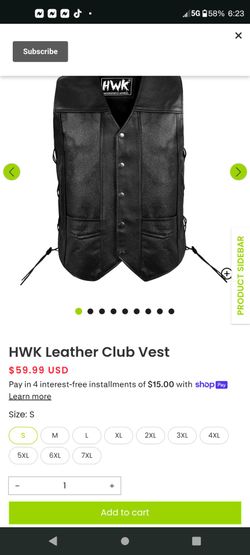 Hwk leather vest brand new in package
