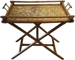 Bamboo Tray Table with Mosaic Wood Top