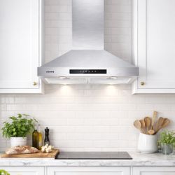 30 Inch Ciarra Stainless Steel Wall Mount Range Hood 450CFM