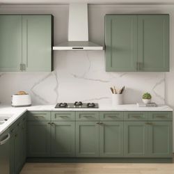 Green shaker cabinets