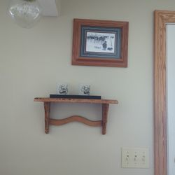 11x14, 2 8x10, 1 5x7 Pictures With Oak Shelf