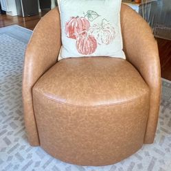 Camel Faux Leather Swivel Chair – Great Condition