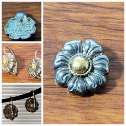 vintage silver .925 thailand marked earings and chain pendant.