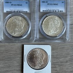 3 Morgan Silver Dollars