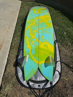 M21 Angry Sardine Big Fish Twin with fins, bag, and leash.