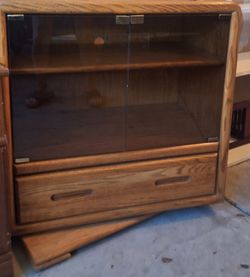 Solid oak swivel tv stand!