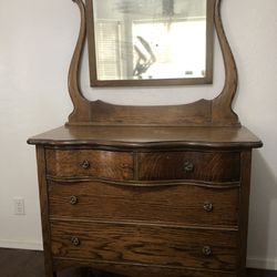 Vintage Dresser With Mirror 