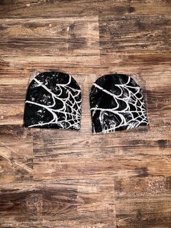 Black Spiderweb Knit Beanies – Set of 2