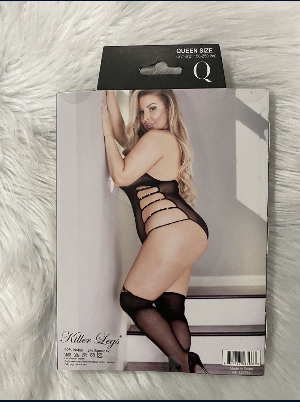 Plus Size Total Control Studded Sheer Fishnet Bodystocking with the stocking