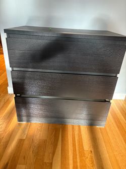 IKEA MALM 3-Drawer Dresser Black-Brown
