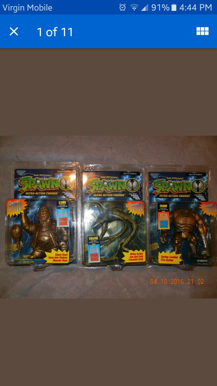 NEW 1996 RARE VARIANT LOT OF 3 GOLD SPAWN FIGURES TREMOR, CLOWN, VIOLATOR KAYBEE TOY STORE EXCLUSIVE