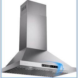 VIKIO HOME 30 Inch Pro Wall Mount Range Hood 980CFM, Direct 3 Speed Panel with Gesture & Touch Control, Ducted/Ductless Stainless Steel Kitchen Vent H