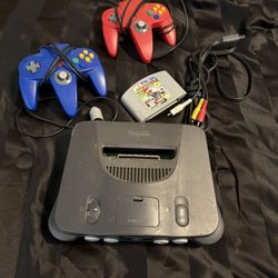 Nintendo 64 W/ Mario Kart And 2 Controllers 