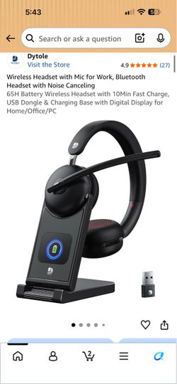 Dytole Wireless Bluetooth Headset with Charging Stand