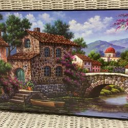 New Canal with Flowers Picture 16" H x 11" W Ready to Hang on Wall