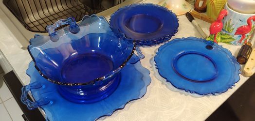 Cobalt blue depression glass