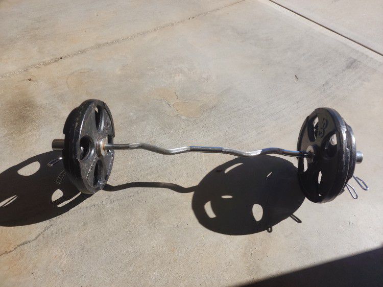 Olympic Curl Bar/ Weights