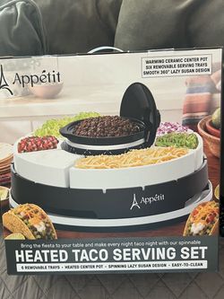 Heated taco serving set