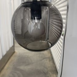 Modern Black Floor Lamp with Smoked Glass Globe