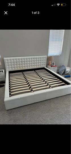 Synthetic leather king bed frame
