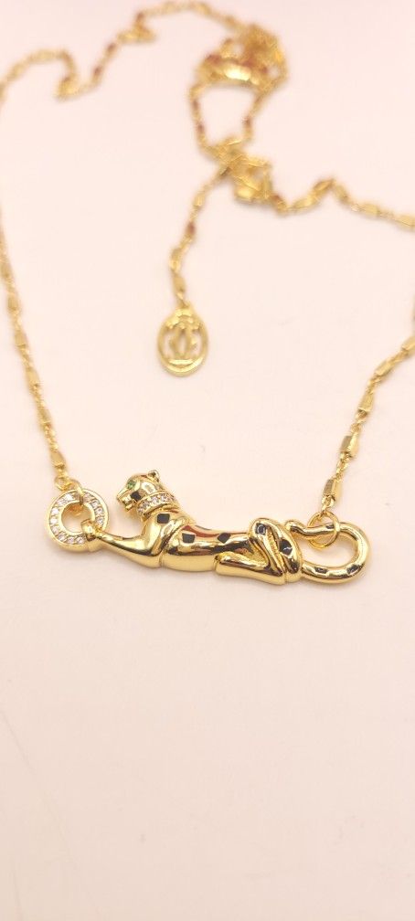Yellow Gold Plated Panther Necklace