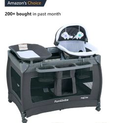 Magic Fold Playpen Portable Cribs Foldable Playpen Baby Playard One-Hand Folding Playards Diaper Changer and Storage Spaces