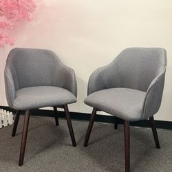 Set of two  upholstered chairs light grey 