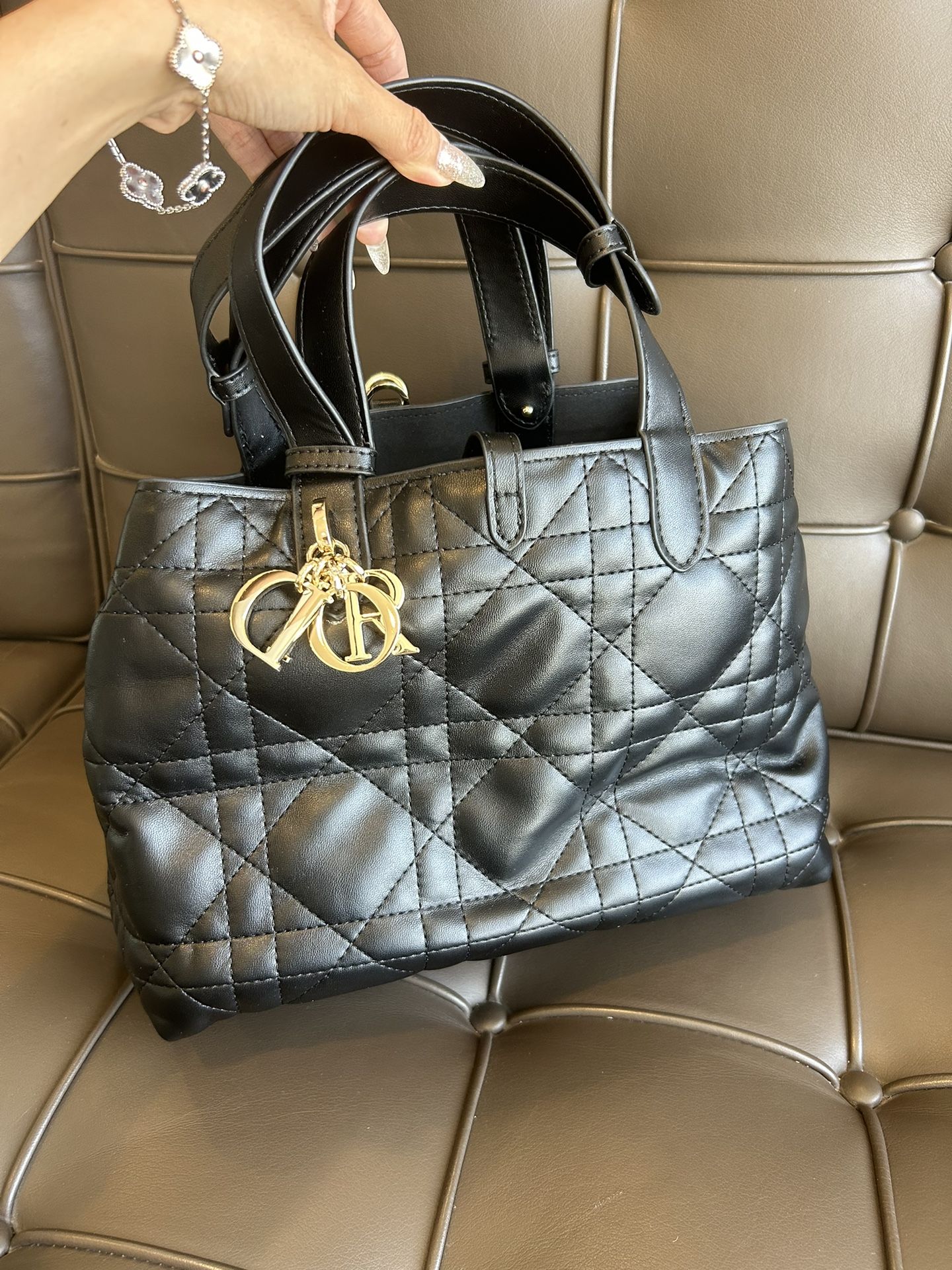 Black Soft Leather Lady Dior Tote 2023