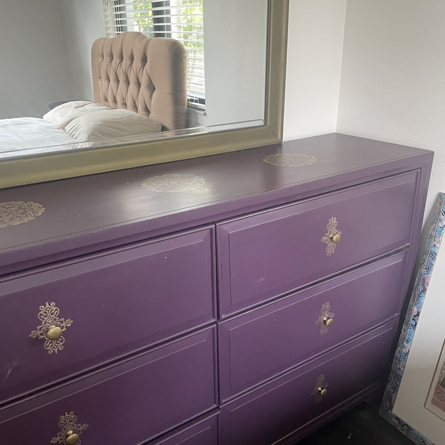 Gorgeous Hand Painted Matching Purple Bedroom Set