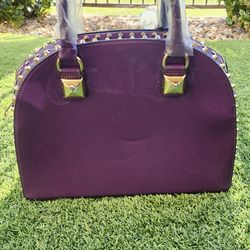 Dasein Purple Patent Leather Dome Satchel Structured Shoulder purse