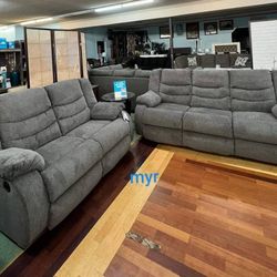 Brand New// Tulen Gray Reclining Livingroom Set// Sofa And Loveseat// Couches// Delivery Available 