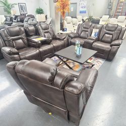 BRAND NEW POWER SOFA LOVESEAT AND CHAIR WITH USB PORT HEADREST DROP CENTER 