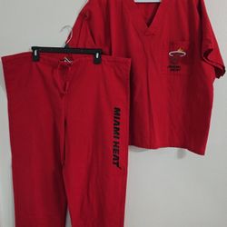 Vintage NBA Miami Heat Scrub Set Top & Pants Red Size L/Top, M/Pants