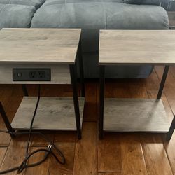 Two End Tables W/USB Port & PC Outlet