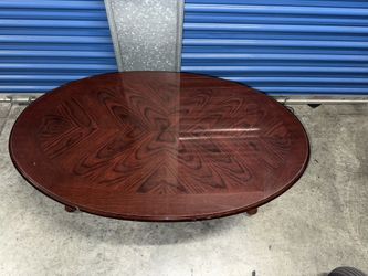 Oval Wood Table with Patterned Top