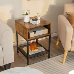 Industrial Nightstand End Side Table