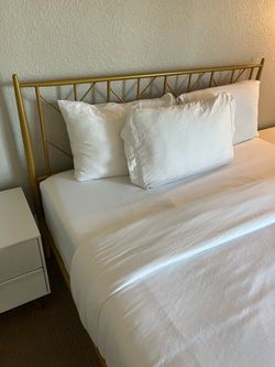Gold Metal Bed Frame with Headboard