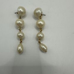 Vintage Faux Pearl Drop Stud Earrings