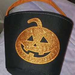 Halloween Pumpkin Embossed Cloth Candy Bucket/Bag
